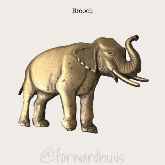 Bronze colored Elephant with Tusks Brooch / Pin - Picture 1 of 8